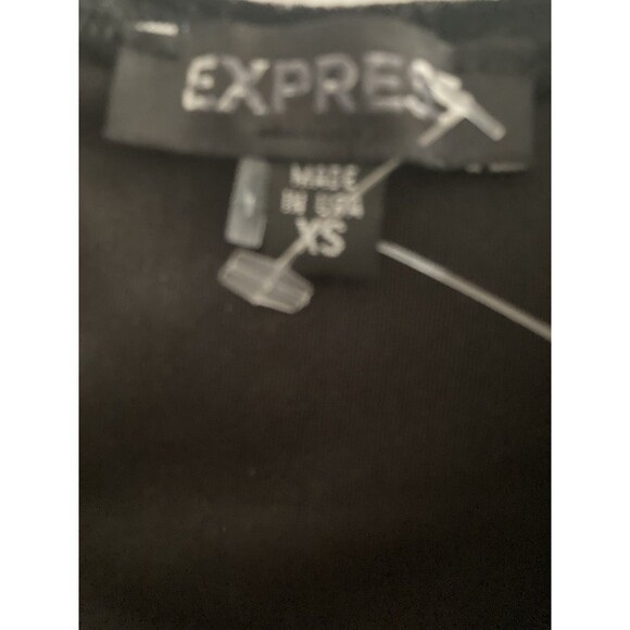 Express Velvet High Neck Tank Sz XS Black Metallic Stripe Keyhole Stretch NWOT - Picture 6 of 11